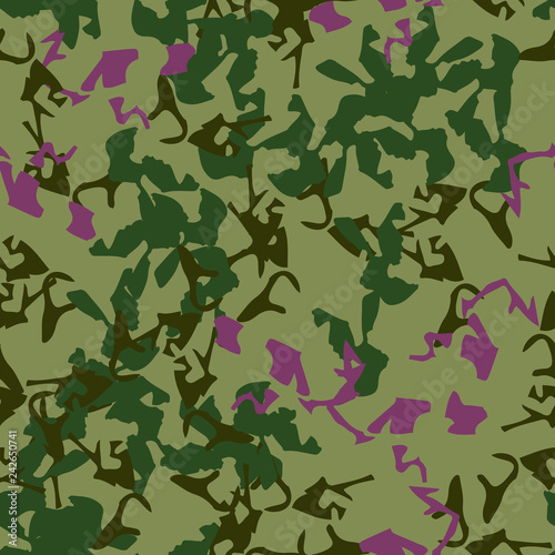 UFO camouflage of various shades of purple and green colors