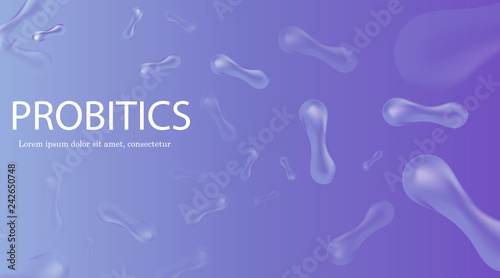 Probiotics Bacteria Vector illustration. Biology, Science background. Microscopic bacteria closeup.