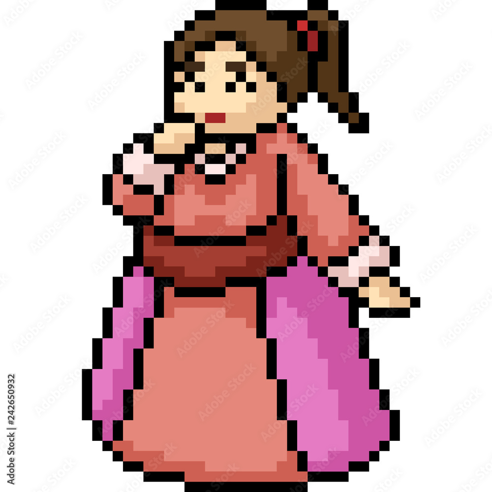 vector pixel art fat woman dress