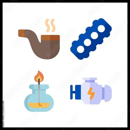 4 fuel icon. Vector illustration fuel set. burner and pipe icons for fuel works