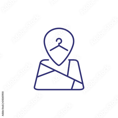 Laundry location line icon. Mark pointer, pin, map. Laundry concept. Can be used for topics like city, navigation, guide