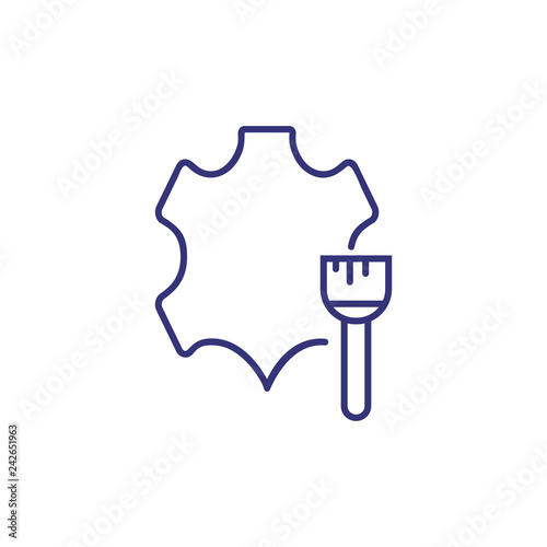Leather update line icon. Peace, brush, repair. Clothes concept. Can be used for topics like clothing repair shop, parlor, service, atelier