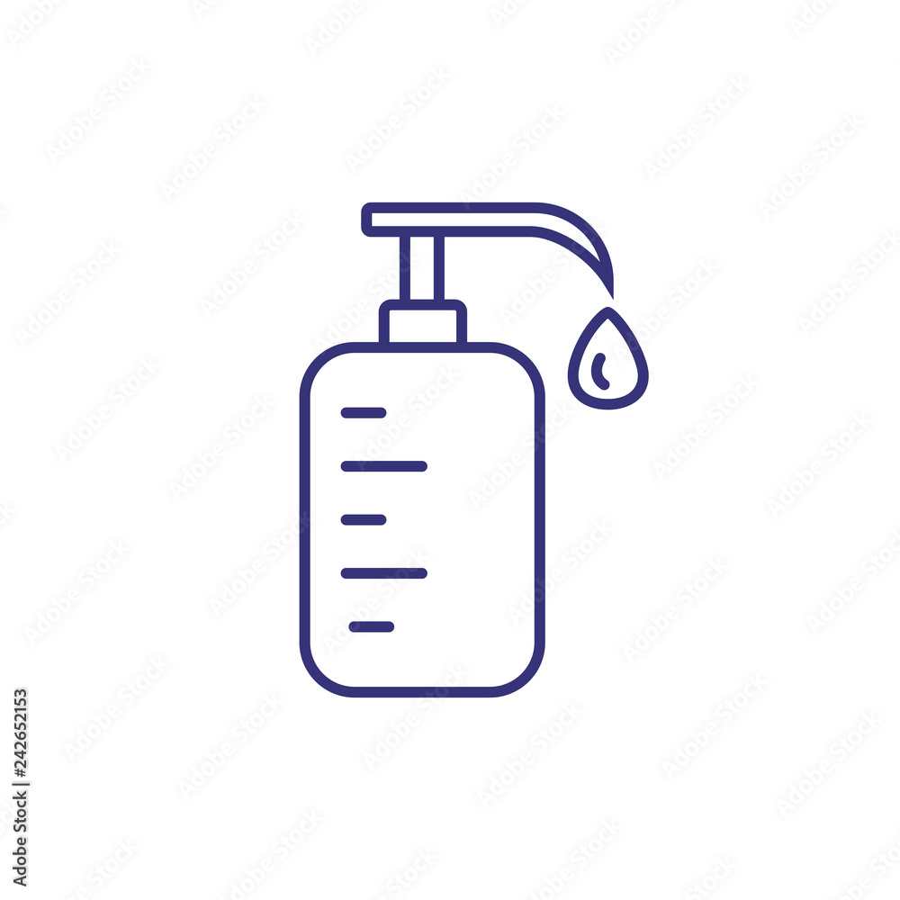Soap line icon. Bottle, container, liquid. Hygiene concept. Can be used for topics like bathroom, laundry, shower Soap line icon. Bottle, container, liquid. Hygiene concept. Can be used for topics like bathroom, laundry, shower