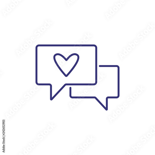 Love chatting line icon. Internet dating, like message, positive feedback. Valentine Day concept. Vector illustration can be used for topics like relationships, communication, social networking
