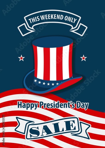 Presidents Day weekend sale banner, poster. Vector illustration