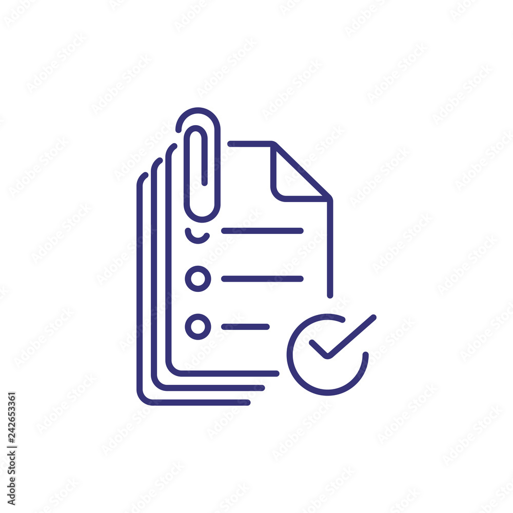 Attach documents line icon. Mailing, papers, technology. Online education concept. Vector illustration can be used for topics like internet, mailing, technology - obrazy, fototapety, plakaty 