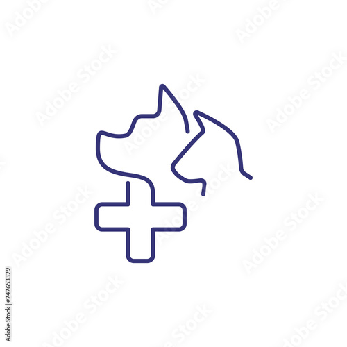 Veterinary pharmacy symbol line icon. Pet clinic, pet medical, pet care. Veterinary concept. Vector illustration can be used for topics like domestic animals, shop, health
