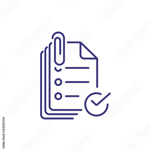 Attach documents line icon. Mailing, papers, technology. Online education concept. Vector illustration can be used for topics like internet, mailing, technology