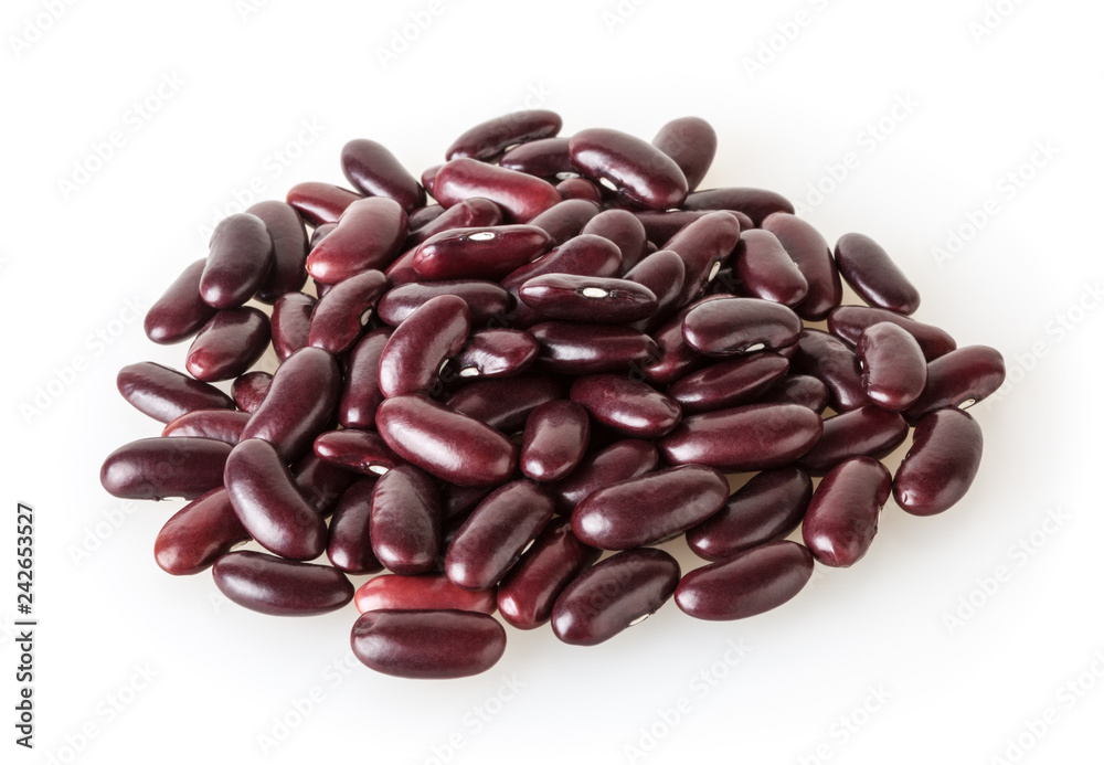 Heap of red kidney beans isolated on white background