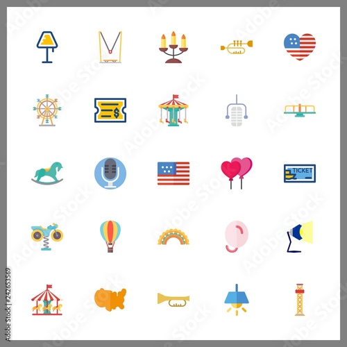 25 festival icon. Vector illustration festival set. united states and ferris whell icons for festival works