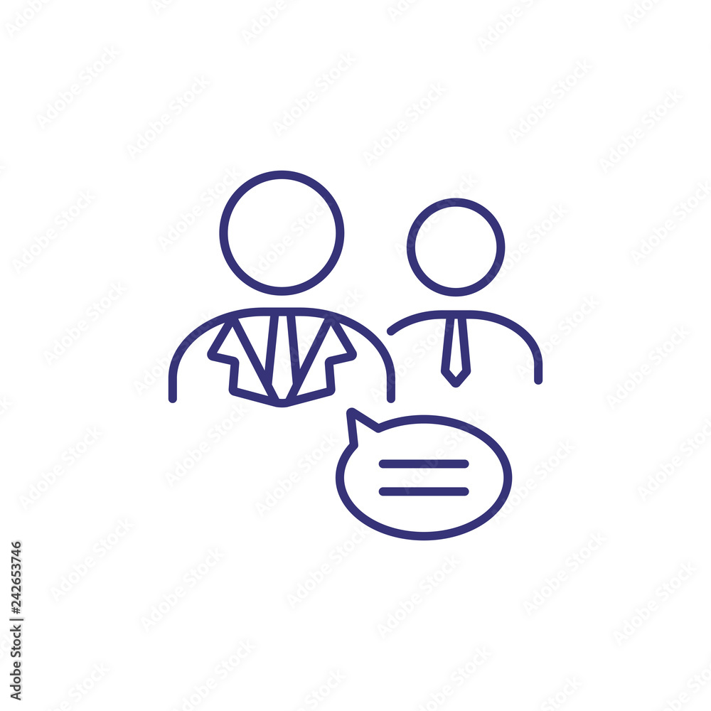 Job candidates line icon. Persons, chat, speech. Career concept. Vector illustration can be used for topics like working, business, job offer Job candidates line icon. Persons, chat, speech. Career concept. Vector illustration can be used for topics like working, business, job offer