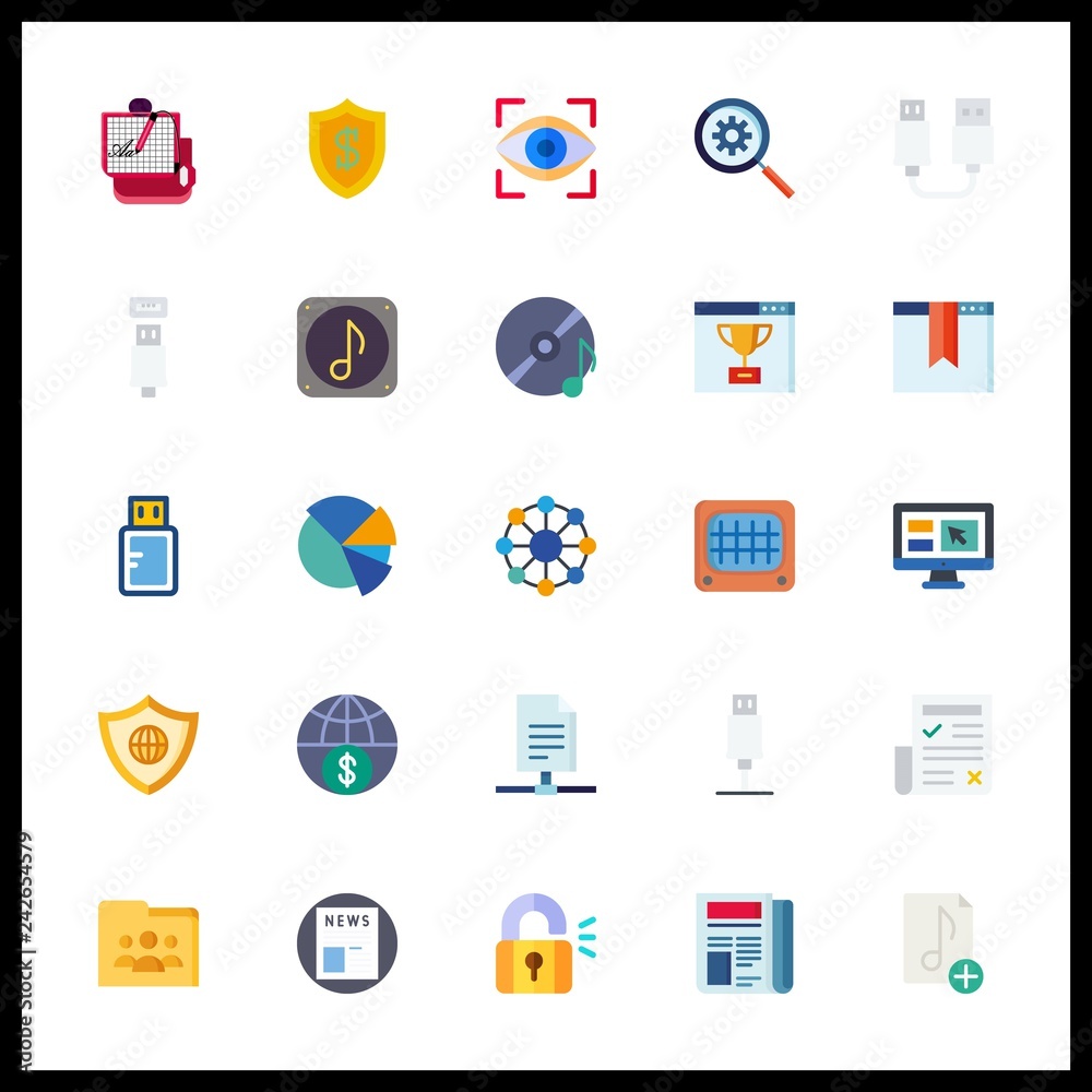 25 data icon. Vector illustration data set. online shopping and pie chart icons for data works