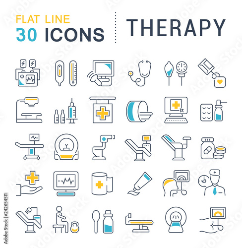 Set Vector Line Icons of Therapy.