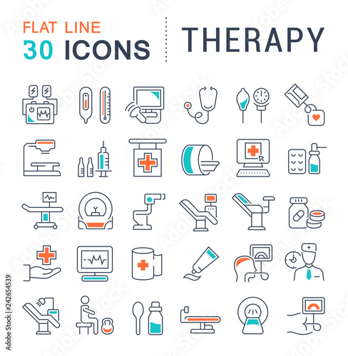 Set Vector Line Icons of Therapy.