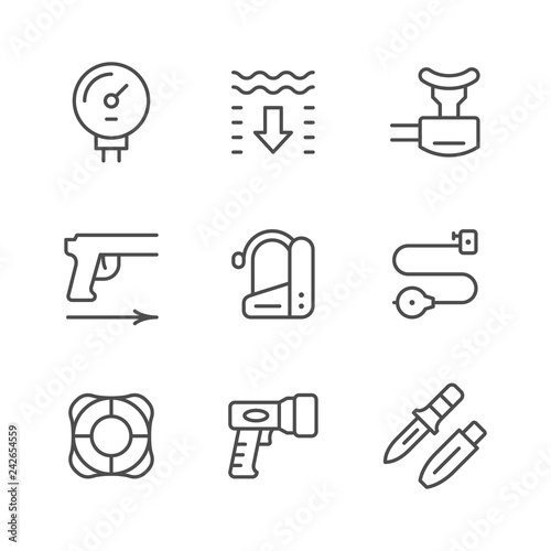 Set line icons of diving