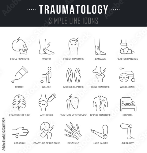 Set Vector Line Icons of Traumatology.