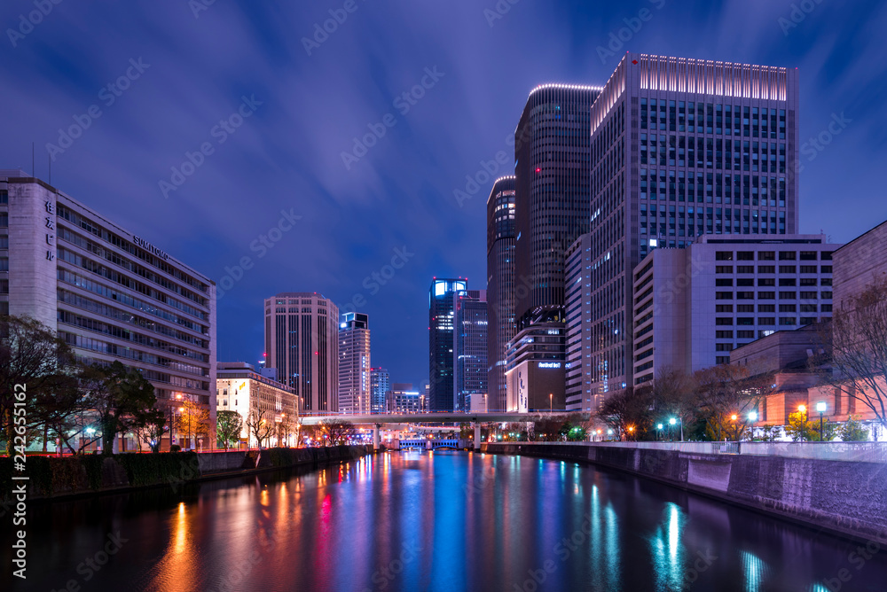 OSAKA, JAPAN . January 1,2019 Highrise cityscape crowded skyscrapers offices apartments Osaka Japan OSAKA, JAPAN . January 1,2019 Highrise cityscape crowded skyscrapers offices apartments Osaka Japan