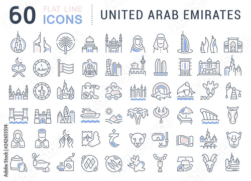 Set Vector Line Icons of United Arab Emirates.