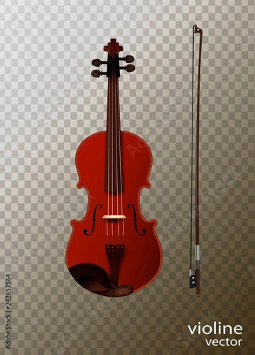 violine with fiddelestick isolated, detailed realistic violine isolated,