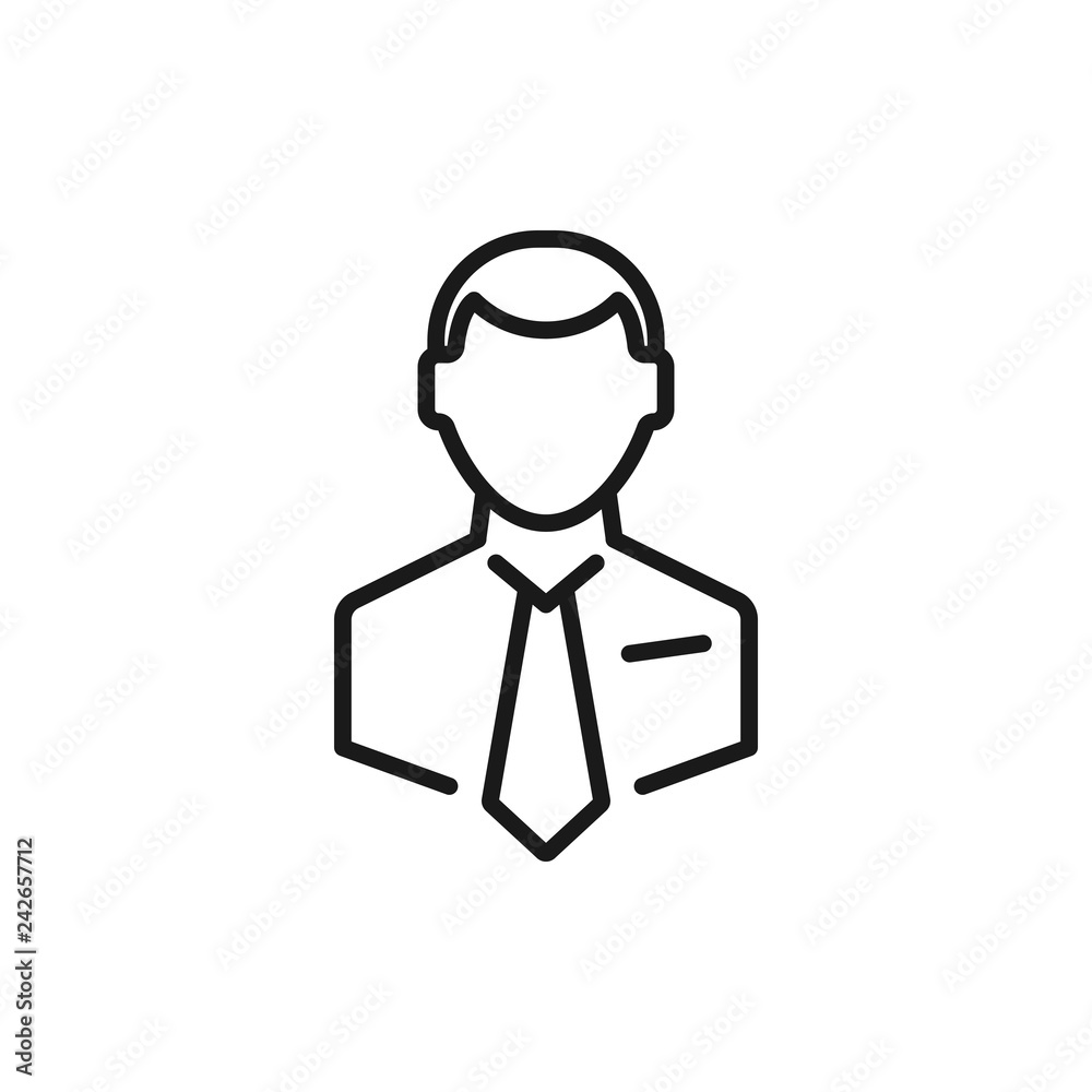 Businessman line icon. Man in tie. Occupation concept. Can be used for topics like top management, banking, finance, investment Businessman line icon. Man in tie. Occupation concept. Can be used for topics like top management, banking, finance, investment