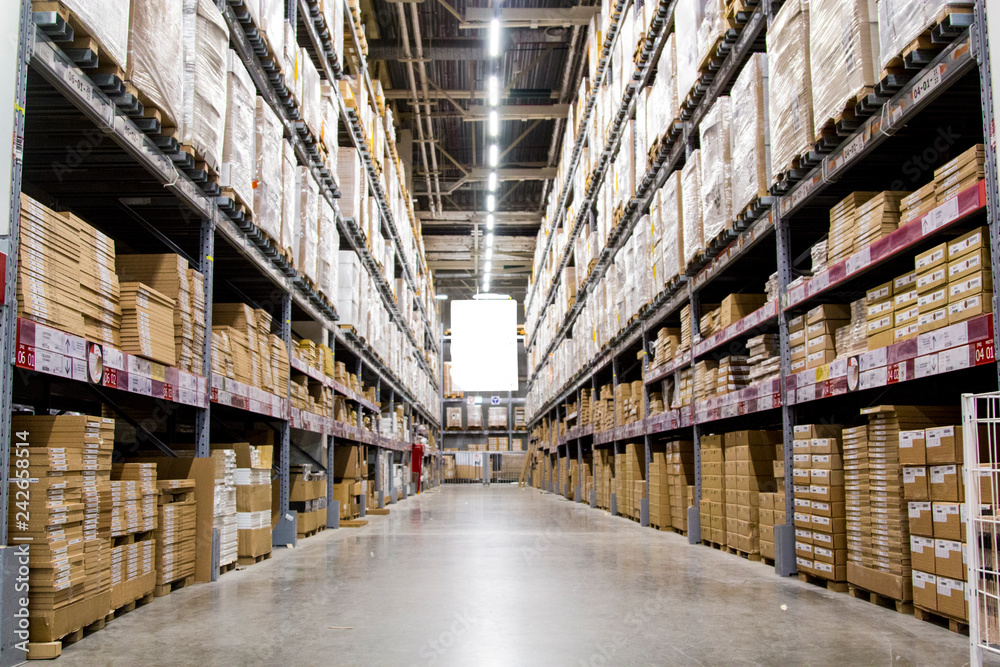 Racks in the warehouse Racks in the warehouse