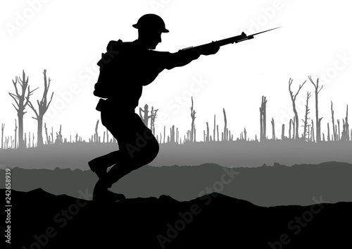 Bilde på lerret Vintage WW1 British Soldier.