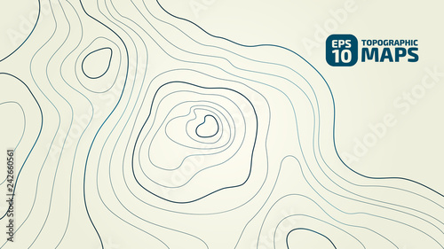 The stylized height of the topographic contour in lines and contours. The concept of a conditional geography scheme and the terrain path. Vector illustration.