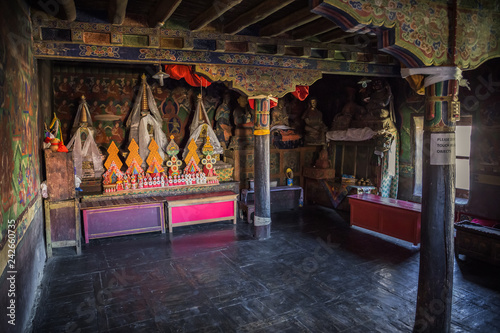 Small memorial stupas on altar of Lamayuru gompa monastery, Ladakh, India © FotoGraphic