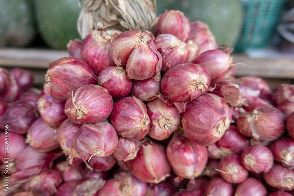 Red onions are cultivars of the onion (Allium cepa) with purplish-red skin and white flesh tinged with red. These onions tend to be medium to large in size and have a mild to sweet Red onions are cultivars of the onion (Allium cepa) with purplish-red skin and white flesh tinged with red. These onions tend to be medium to large in size and have a mild to sweet