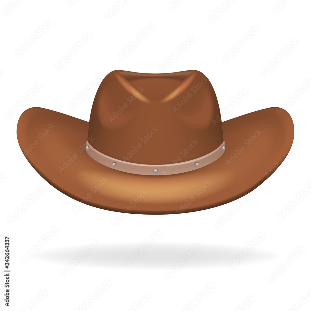 Cowboy leather hat isolated 3d realistic icon design vector illustration Cowboy leather hat isolated 3d realistic icon design vector illustration