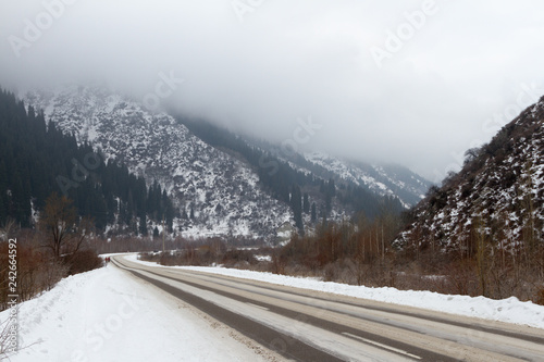 winter road to the big Almaty lake