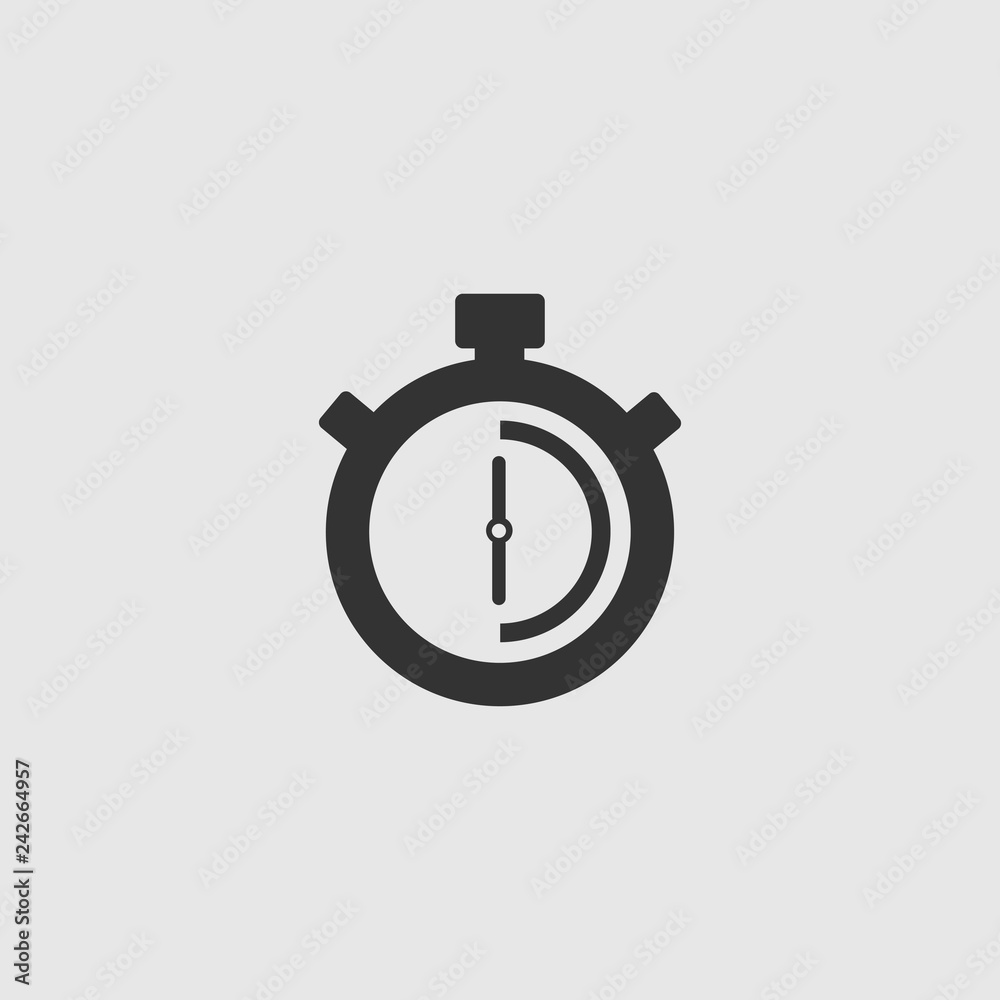 Stopwatch Vector Icon. The 30 seconds, minutes stopwatch icon on gray background. Stopwatch Vector Icon. The 30 seconds, minutes stopwatch icon on gray background.