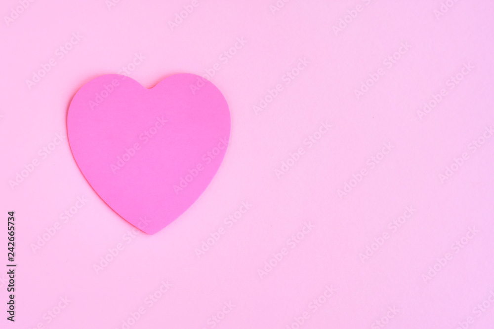 Pink paper heart. 14 february pink background with beautiful heart. Love valentines day card with heart. happy valentines day romantic card. holiday decorative heart with selective focus