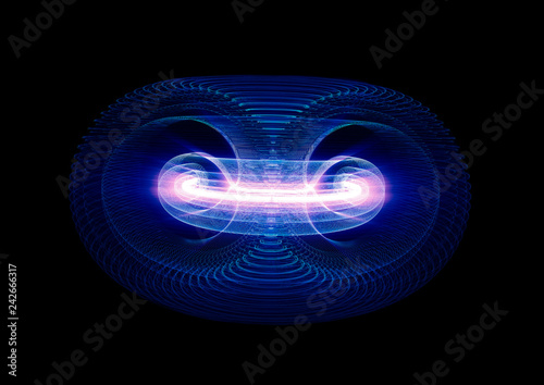 High Energy Particles Flow Through A Tokamak Or Doughnut-Shaped Device photo