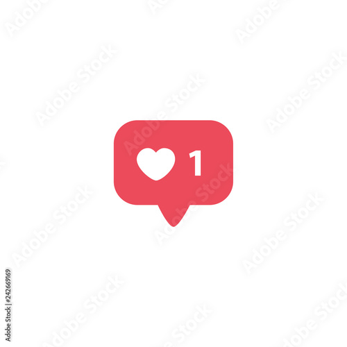 New Counter Notification Icon, pink color. 1 like icon. Instagram 1 like icon. Social media 1 like. Vector illustration Vector EPS 10