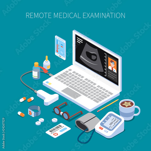 Remote Medical Examination Isometric Composition