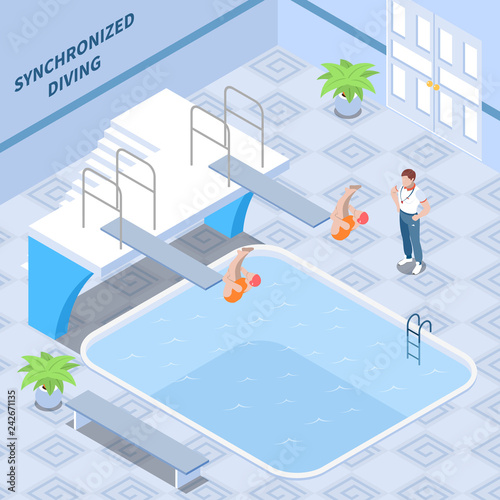 Synchronized Diving Isometric Composition