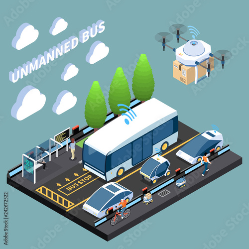 Unmanned Futuristic Vehicles Composition