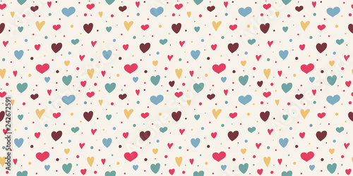Background with cute hand drawn hearts. Valentine's Day, Mother's Day and Women's Day. Vector