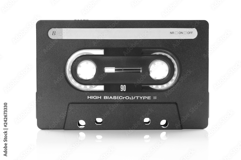 Fototapeta premium vintage music cassette with blank label on white
