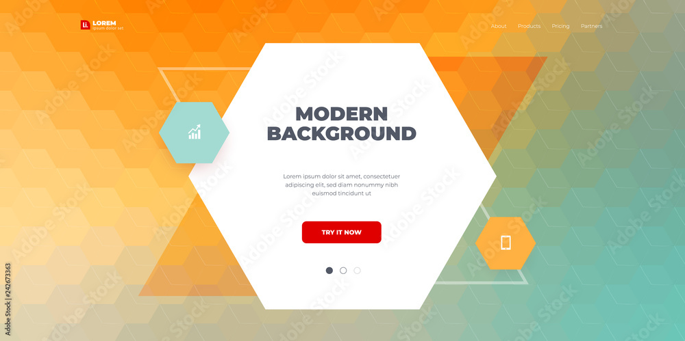 Geometric abstract gradient background design. Hexagon shape abstract vector composition on background. Futuristic design posters. Eps10 vector.