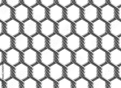 Vector seamless pattern of hexagonal reinforced chain link fence