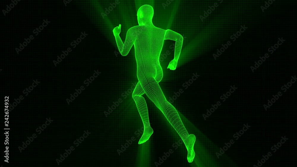 4K Futuristic Wireframe Android AI Shine Man Running Seamless Loop 4K Futuristic Wireframe Android AI Shine Man Running Seamless Loop