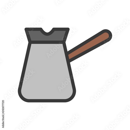 Turkish cezve vector, coffee related filled style editable stroke icon