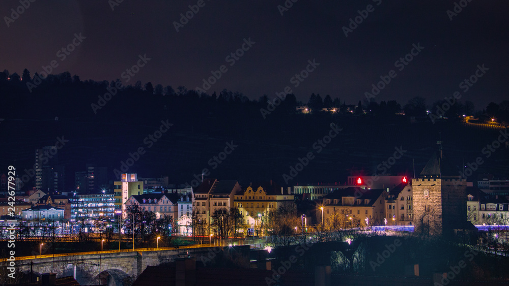 Esslingen bei Nacht Pliensaubrücke brücke