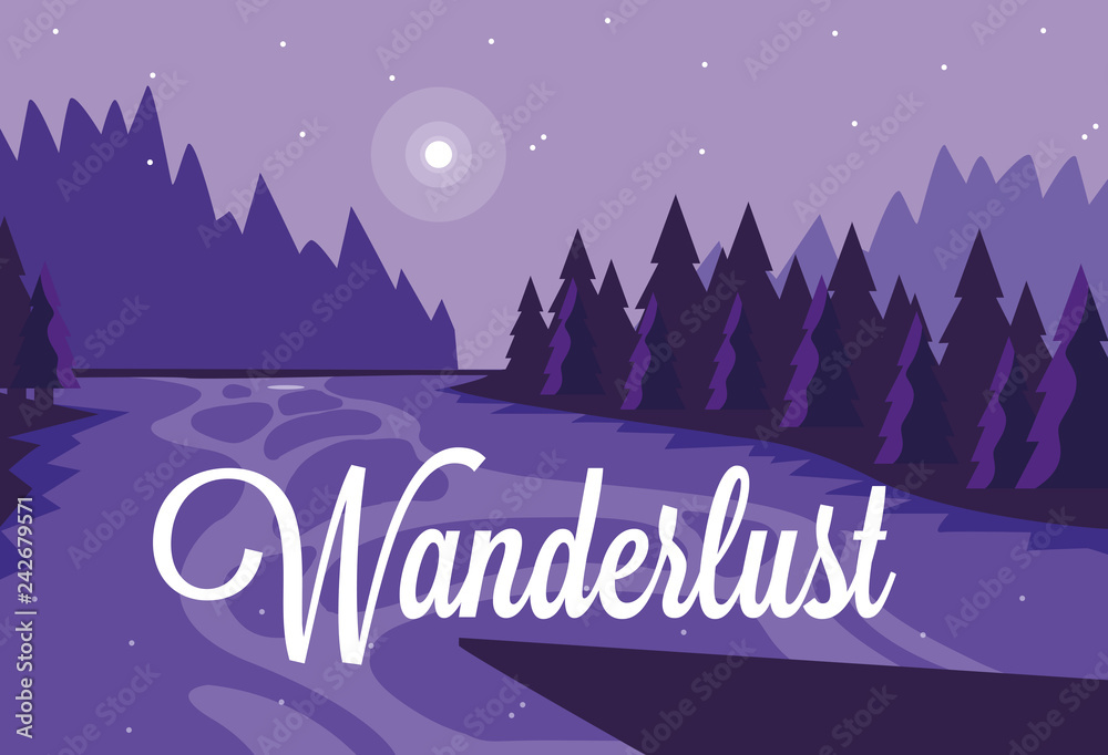 scene landscape with river and wanderlust