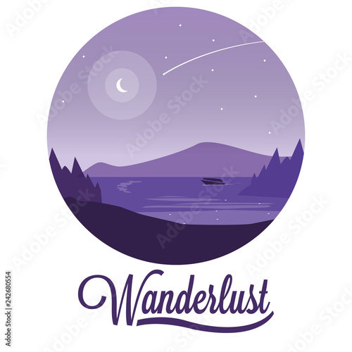 scene landscape with river and wanderlust