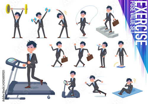 flat type Gray suit businessman Bad condition_exercise © toyotoyo