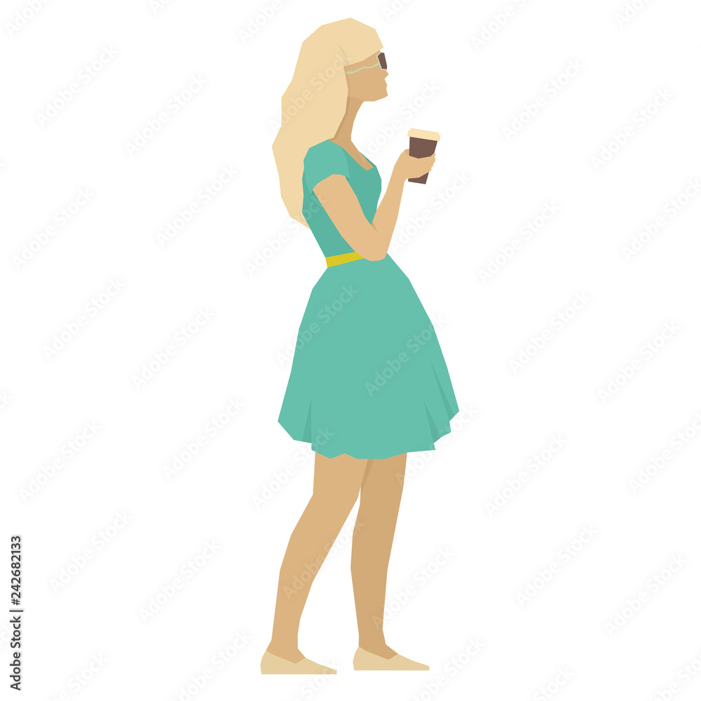 A young woman with a cup of coffee Vector illustration Isolated object A young woman with a cup of coffee Vector illustration Isolated object