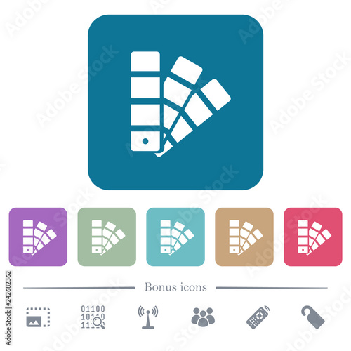 Color swatch flat icons on color rounded square backgrounds